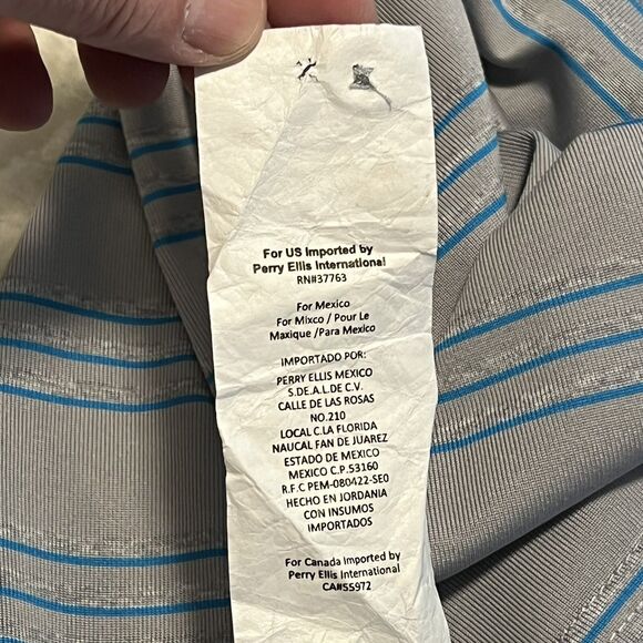 PGA Tour Mens Golf Athletic Fit Polo Shirt Size 2XL Gray Blue Striped Shirt - Picture 8 of 12